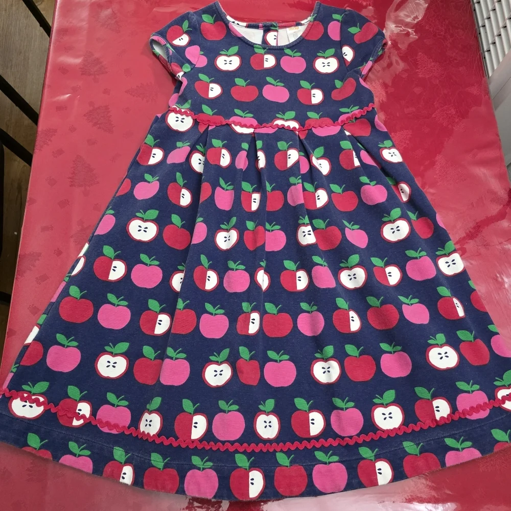 Gymboree Girls Apple Print Peplum Fall Back to School Dress Size 10